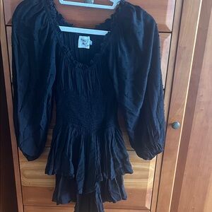 Princess Polly long sleeved Love Galore romper, black, size 0